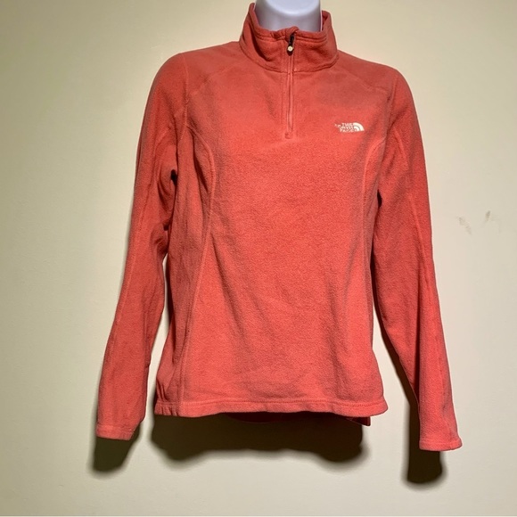 THE NORTH FACE WOMENS SMALL CORAL BASE LAYER THERMAL FLEECE COLLAR 1/4 ZIP - Picture 1 of 11